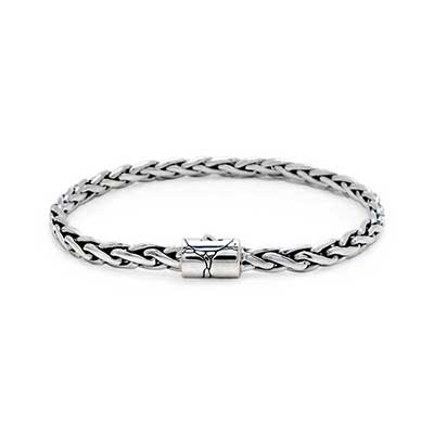Silver Chain bracelet wheat chain, diameter oval size 4x6 mm, spring lock