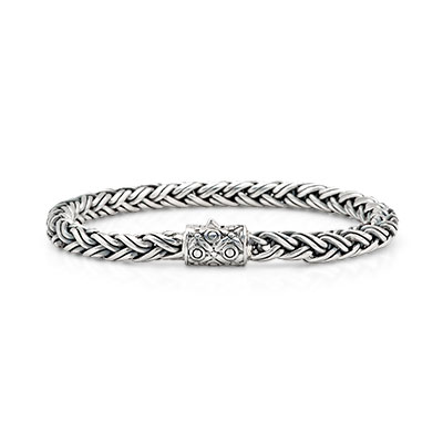 Silver chain bracelet, paddian kajja round 5 mm with spring lock