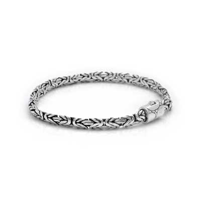 Silver Chain bracelet Borobudur, diameter oval size 3x5mm  