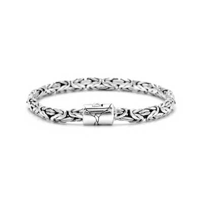 Silver Chain bracelet Borobudur, diameter oval size 3x5mm  