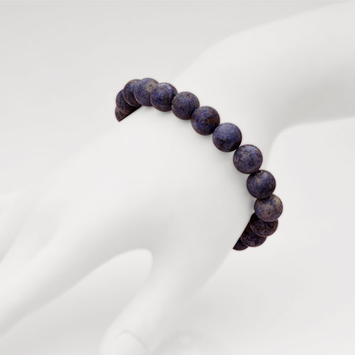  Silver bead bracelet, bali lobster clasp. Lapis round bead 10mm.