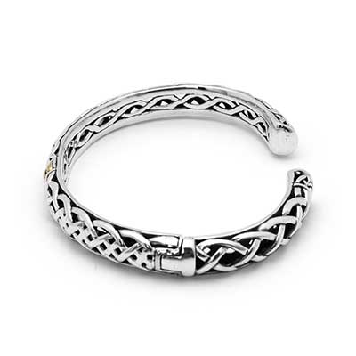 Gold & Silver kick cuff bracelet, bali celtic motif