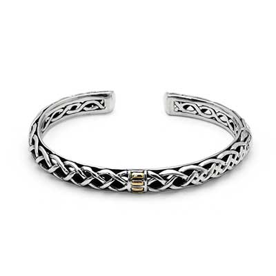 Gold & Silver kick cuff bracelet, bali celtic motif