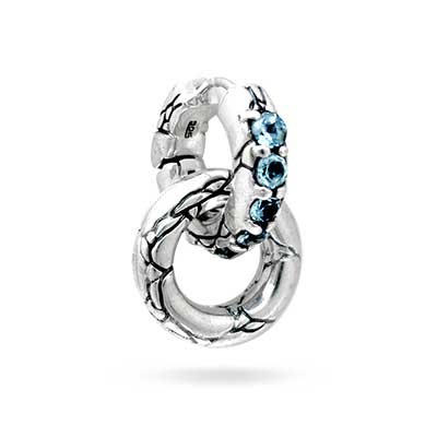 Gold & Silver bracelet, scale dragon chain round 6mm, spring lock with 18K gold hammer motif and white topaz pave stones