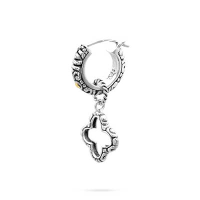 Gold & Silver bracelet, scale dragon chain round 6mm, spring lock with 18K gold hammer motif and white topaz pave stones