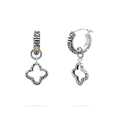 Gold & Silver bracelet, scale dragon chain round 6mm, spring lock with 18K gold hammer motif and white topaz pave stones