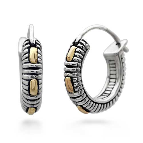 Gold & Silver bracelet, scale dragon chain round 6mm, spring lock with 18K gold hammer motif and white topaz pave stones