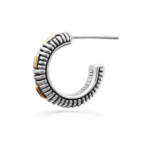 Gold & Silver bracelet, scale dragon chain round 6mm, spring lock with 18K gold hammer motif and white topaz pave stones