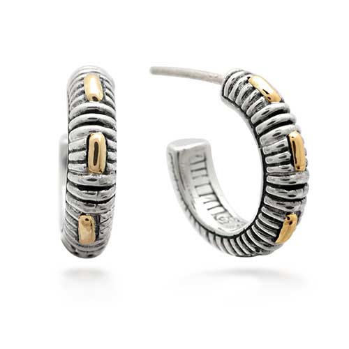 Gold & Silver bracelet, scale dragon chain round 6mm, spring lock with 18K gold hammer motif and white topaz pave stones