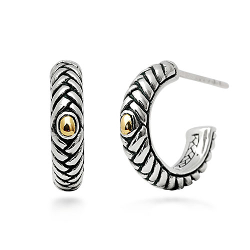 Gold & Silver bracelet, scale dragon chain round 6mm, spring lock with 18K gold hammer motif and white topaz pave stones