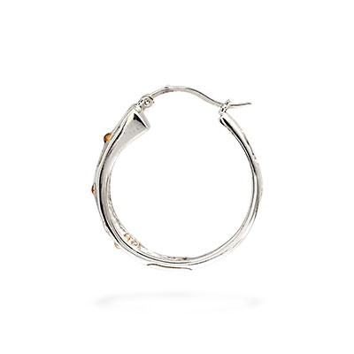 Gold & Silver bracelet, scale dragon chain round 6mm, spring lock with 18K gold hammer motif and white topaz pave stones