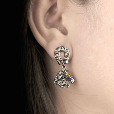 Gold & Silver bracelet, scale dragon chain round 6mm, spring lock with 18K gold hammer motif and white topaz pave stones