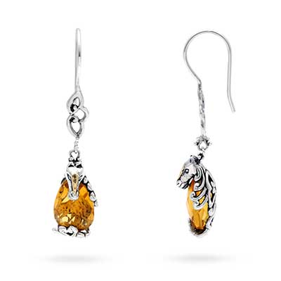 Gold & Silver bracelet, scale dragon chain round 6mm, spring lock with 18K gold hammer motif and white topaz pave stones