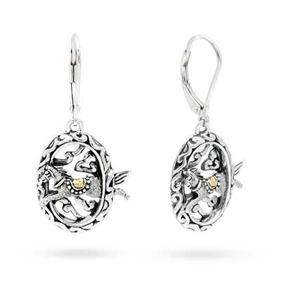 Gold & Silver bracelet, scale dragon chain round 6mm, spring lock with 18K gold hammer motif and white topaz pave stones