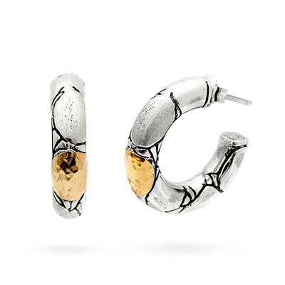 Gold & Silver bracelet, scale dragon chain round 6mm, spring lock with 18K gold hammer motif and white topaz pave stones