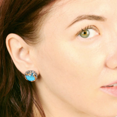 Gold & Silver bracelet, scale dragon chain round 6mm, spring lock with 18K gold hammer motif and white topaz pave stones