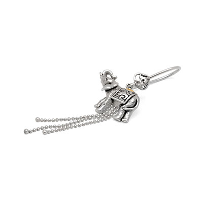 Gold & Silver bracelet, scale dragon chain round 6mm, spring lock with 18K gold hammer motif and white topaz pave stones