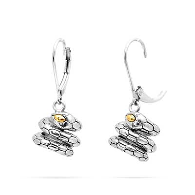 Gold & Silver bracelet, scale dragon chain round 6mm, spring lock with 18K gold hammer motif and white topaz pave stones