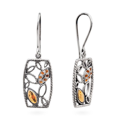 Gold & Silver bracelet, scale dragon chain round 6mm, spring lock with 18K gold hammer motif and white topaz pave stones