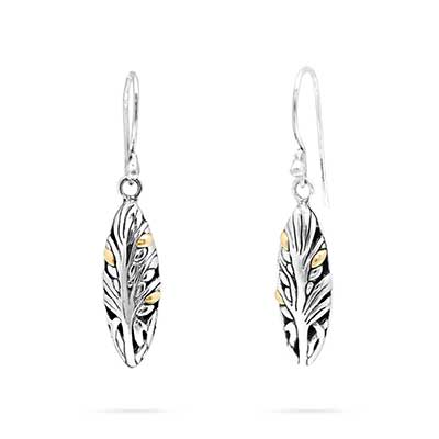 Silver hook earring with padi motif. Small version