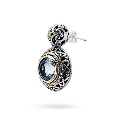 Gold & Silver bracelet, scale dragon chain round 6mm, spring lock with 18K gold hammer motif and white topaz pave stones