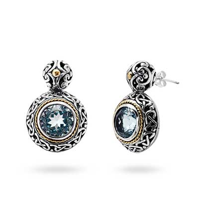 Gold & Silver bracelet, scale dragon chain round 6mm, spring lock with 18K gold hammer motif and white topaz pave stones