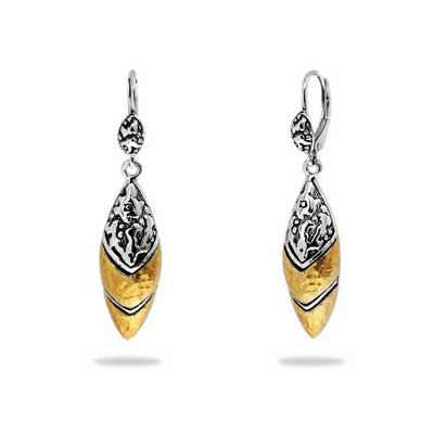 Gold & Silver bracelet, scale dragon chain round 6mm, spring lock with 18K gold hammer motif and white topaz pave stones