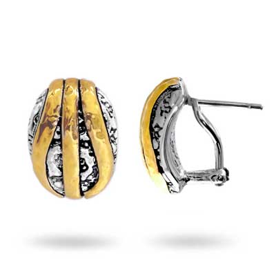 Gold & Silver bracelet, scale dragon chain round 6mm, spring lock with 18K gold hammer motif and white topaz pave stones