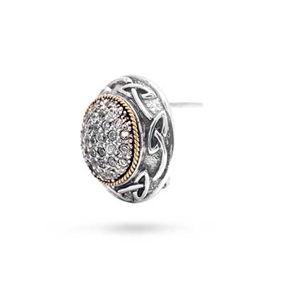 Gold & Silver Earring round shape with white CZ pave setting