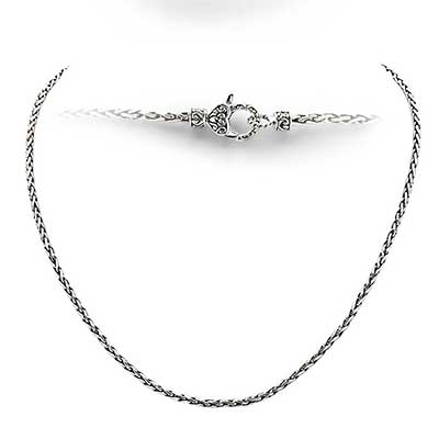 Silver necklace, wheat chain round 2.5 mm, bali lobster clasp, length 30 inch