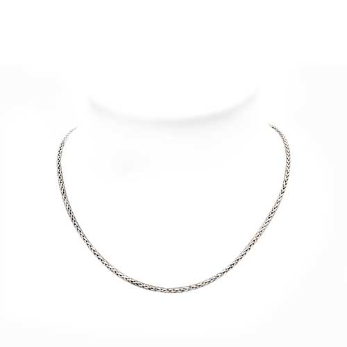 Silver necklace, wheat chain round 2.5 mm, bali lobster clasp