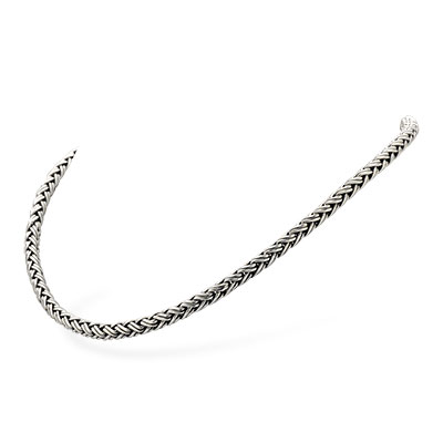 Silver chain necklace, braided wheat chain round 5 mm, 22 inch length with bali lobster clasp