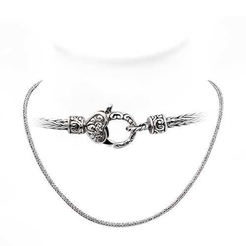 Silver necklace, tulang naga chain round 2.5 mm, bali lobster clasp