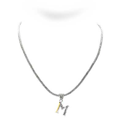 Gold & Silver bracelet, scale dragon chain round 6mm, spring lock with 18K gold hammer motif and white topaz pave stones