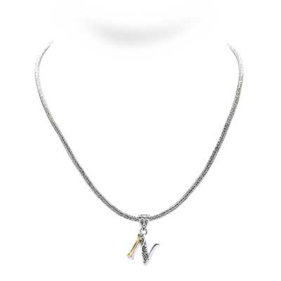 Gold & Silver bracelet, scale dragon chain round 6mm, spring lock with 18K gold hammer motif and white topaz pave stones