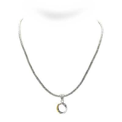 Gold & Silver bracelet, scale dragon chain round 6mm, spring lock with 18K gold hammer motif and white topaz pave stones