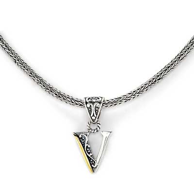 Gold & Silver bracelet, scale dragon chain round 6mm, spring lock with 18K gold hammer motif and white topaz pave stones