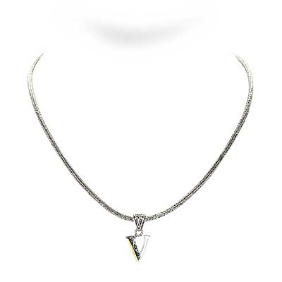 Gold & Silver bracelet, scale dragon chain round 6mm, spring lock with 18K gold hammer motif and white topaz pave stones