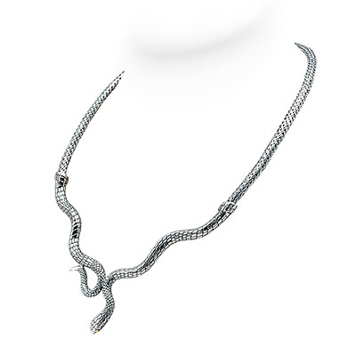 Gold & Silver bracelet, scale dragon chain round 6mm, spring lock with 18K gold hammer motif and white topaz pave stones