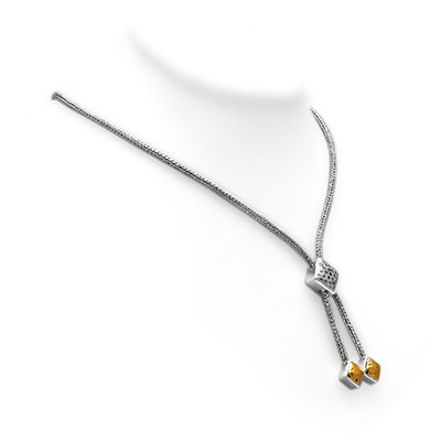 Gold & Silver bracelet, scale dragon chain round 6mm, spring lock with 18K gold hammer motif and white topaz pave stones