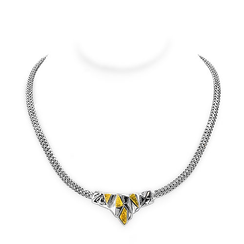 Gold & Silver bracelet, scale dragon chain round 6mm, spring lock with 18K gold hammer motif and white topaz pave stones