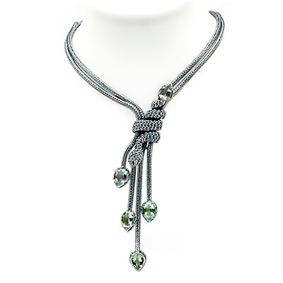 Gold & Silver bracelet, scale dragon chain round 6mm, spring lock with 18K gold hammer motif and white topaz pave stones