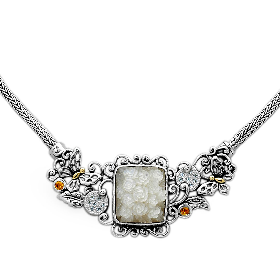 Wholesale Silver Necklace - SNG600-10CtMopWt
