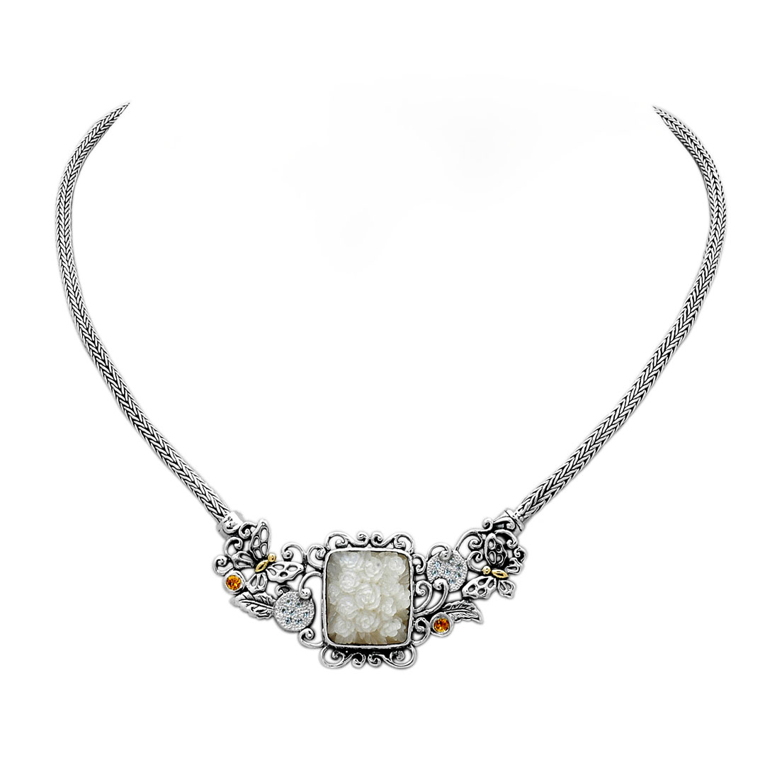 Wholesale Silver Necklace - SNG600-10CtMopWt