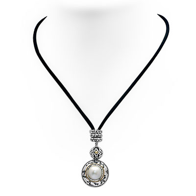 Gold & Silver bracelet, scale dragon chain round 6mm, spring lock with 18K gold hammer motif and white topaz pave stones