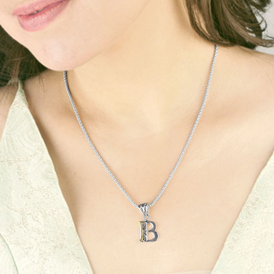 Gold & Silver pendant, alphabet collection, letter B