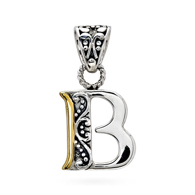 Gold & Silver pendant, alphabet collection, letter B