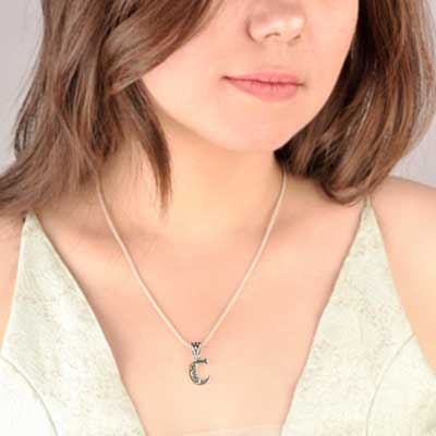 Gold & Silver pendant, alphabet collection, letter C