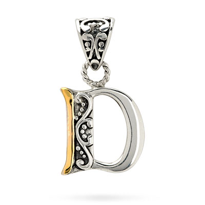 Gold & Silver pendant, alphabet collection, letter D