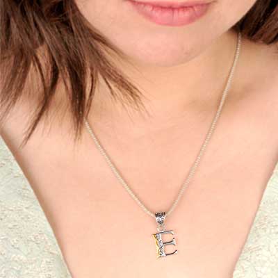 Gold & Silver pendant, alphabet collection, letter E